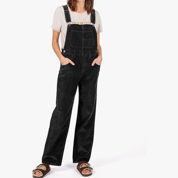 Lana Roux Denim - Lana Roux Relaxed Fit Corduroy Oversize Boyfriend Overalls